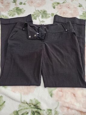 Black Pinstripe Wide-Leg Dress Pants